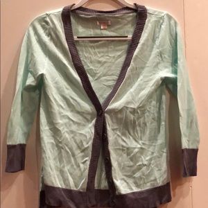 Teal and gray cardigan